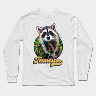 Retro Tennessee Raccoon by Robert Phelps Long Sleeve T-Shirt